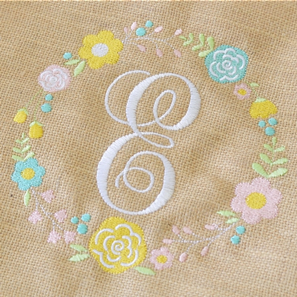 Floral Wreath Alpha Machine Embroidery Design
