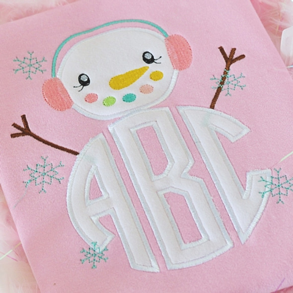 Snowman Monogram Alphabet  Embroidery Design Font