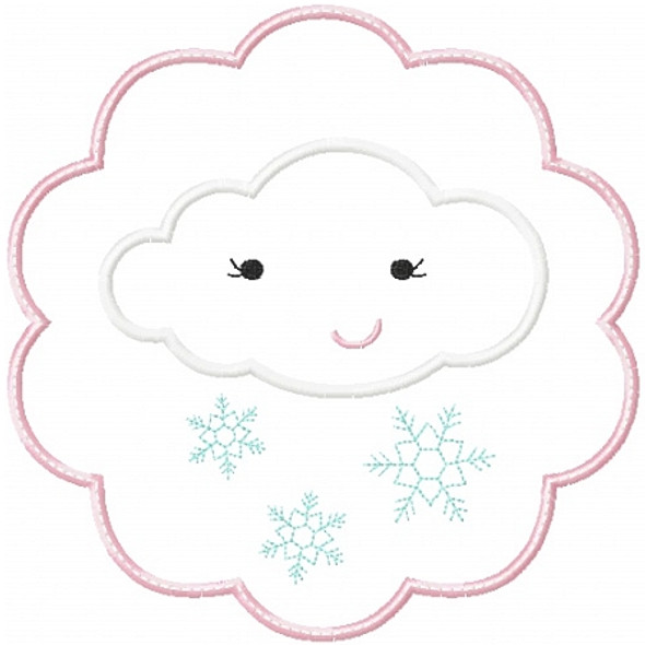 Snow Cloud Patch Applique Machine Embroidery Design