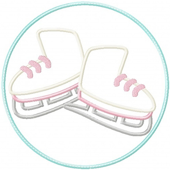 Ice Skate Patch Applique Machine Embroidery Design