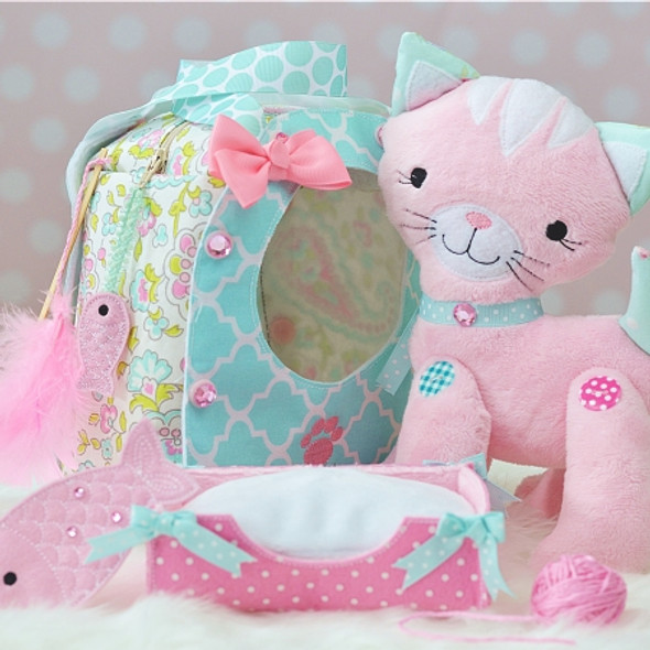 In The Hoop Kitty Plushie Set Machine Embroidery Design Birthday Gift