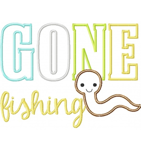 Gone Fishing Worm Machine Embroidery Design