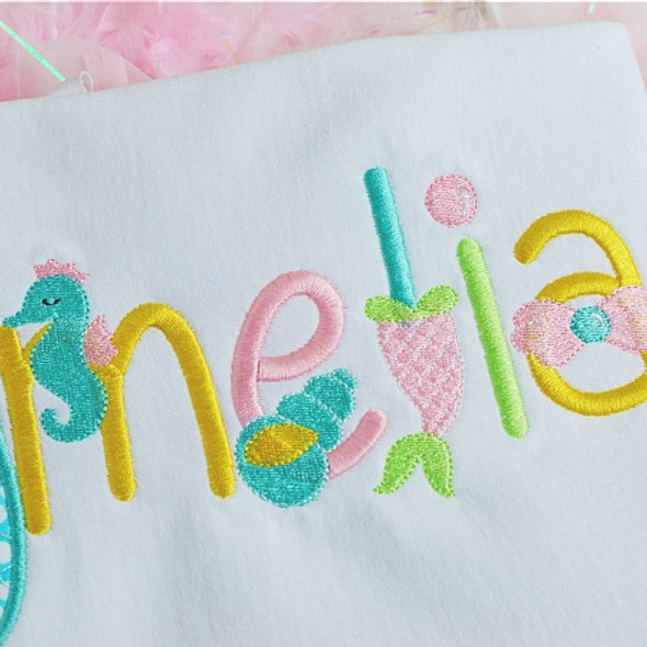 Mermaid Font Machine Embroidery Design