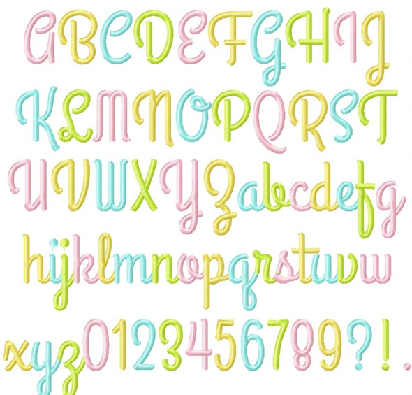 Mia Embroidery Font Design Alphabet