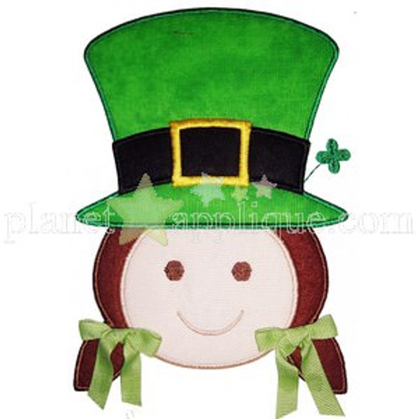 Girl Leprechaun Applique Machine Embroidery Design