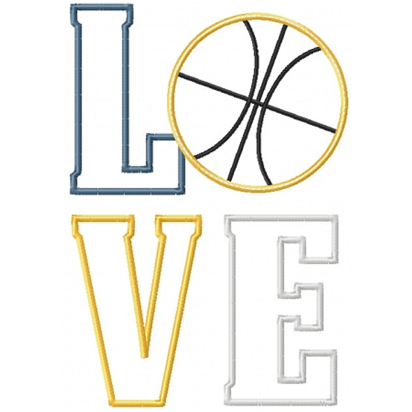 Basketball Love Applique Machine Embroidery Design