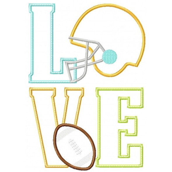 Football Love Applique Machine Embroidery Design