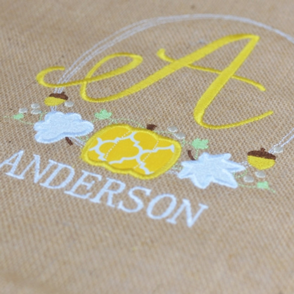 Autumn Monogram Embroidery Design Font Alphabet