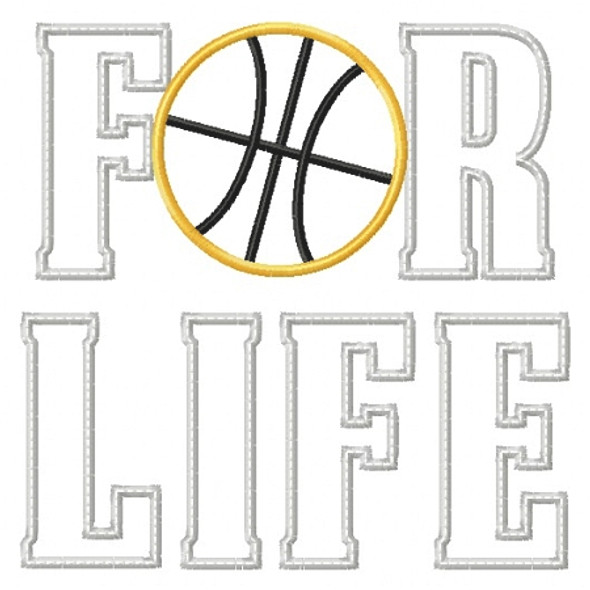 Basketball for Life Applique Machine Embroidery Design