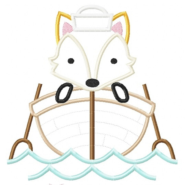 Sailboat Fox Applique Machine Embroidery Design