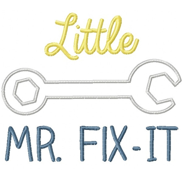 Little Mr Fix it Applique  Embroidery Design