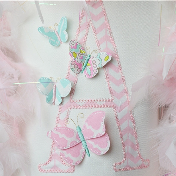 3D Butterfly Alphabet Font Monogram Machine Embroidery Design