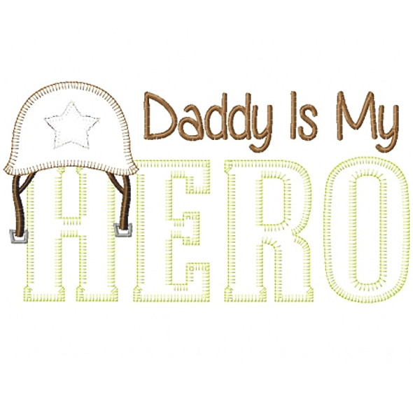 Army Dad Hero Vintage and Blanket Stitch Applique  Embroidery Design