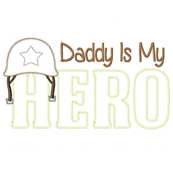 Army Dad Hero Satin and Zigzag  Embroidery Design