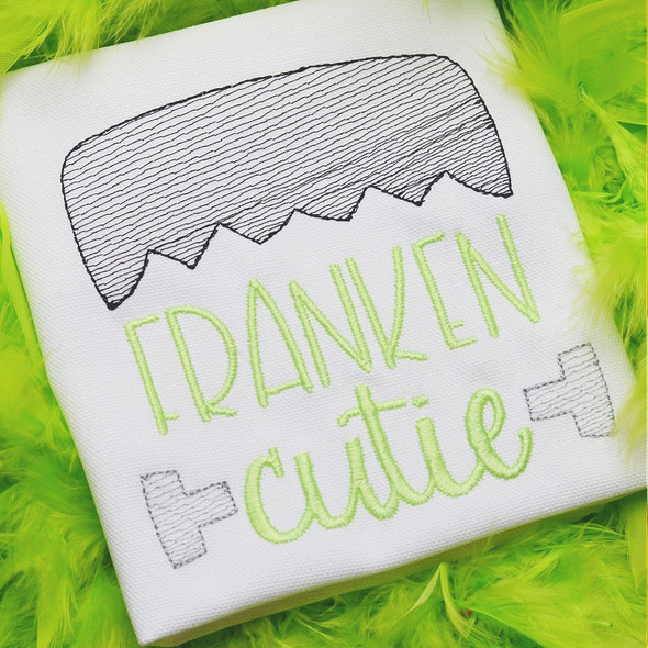 Franken Cutie Sketch Embroidery Design