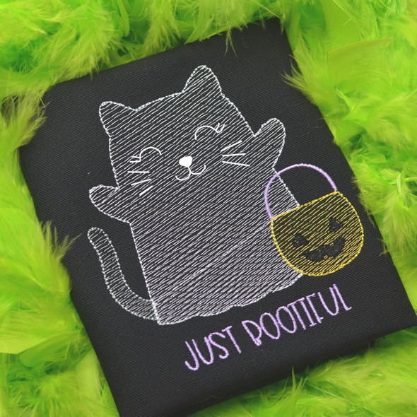 Ghost Kitty Sketch Embroidery Design