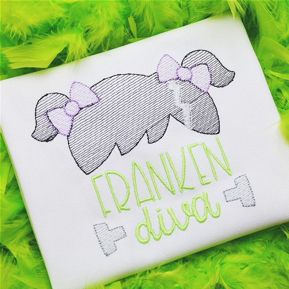 Franken Diva Sketch Embroidery Design
