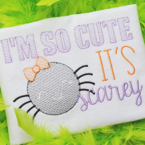 So Cute Its Scarey Sketch Applique   Embroidery Design
