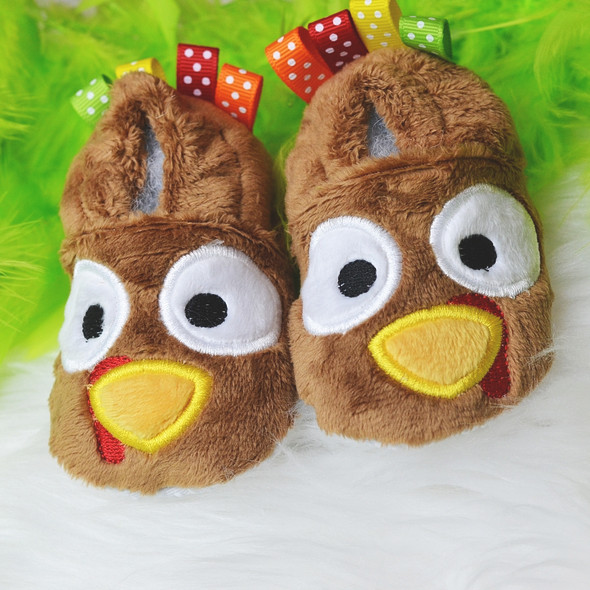 In the Hoop Turkey Baby Booties Machine Embroidery Design