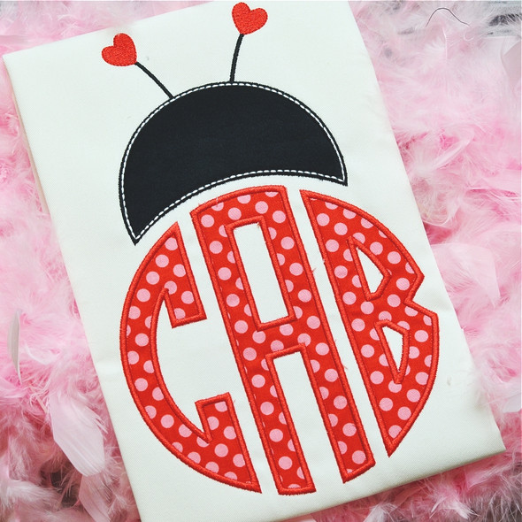 Ladybug Monogram Alphabet Machine Embroidery Design