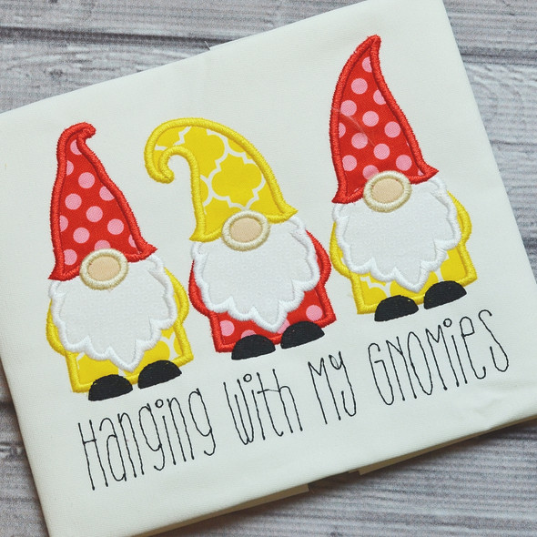 Gnomes Satin and ZigZag Stitch Machine Embroidery Design