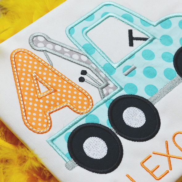 Tow Truck Applique Alphabet Embroidery Design Font