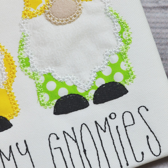 Gnomes Vintage and Chain Stitch  Applique Embroidery Design