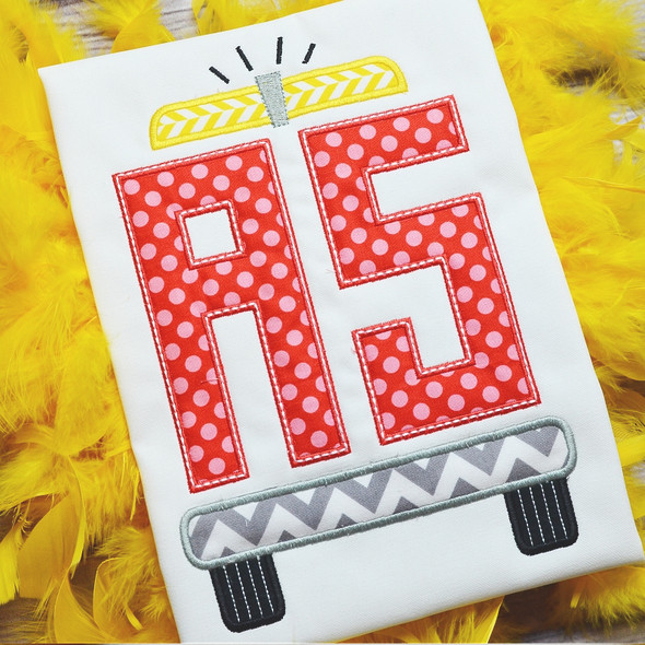 Firetruck Monogram Alpha Machine Embroidery Design
