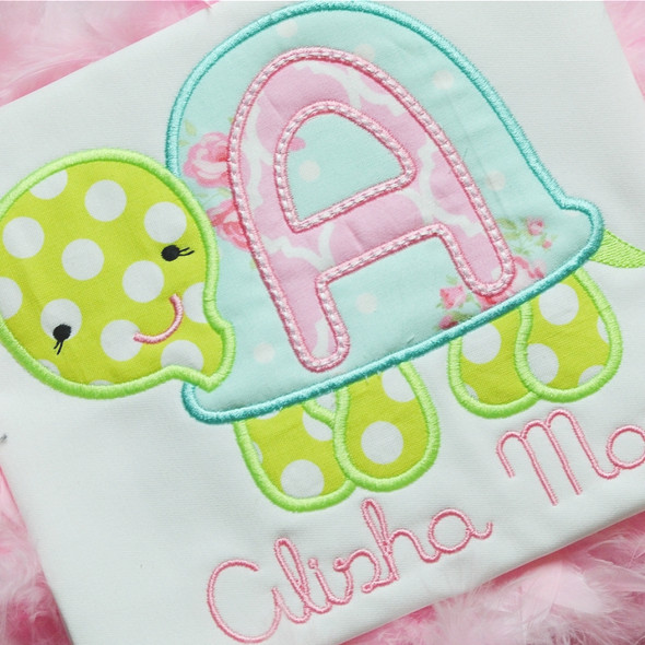 Turtle Applique Alphabet Machine Embroidery Design