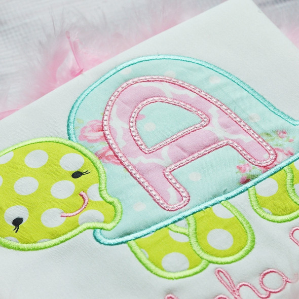Turtle Applique Alphabet Embroidery Design Font