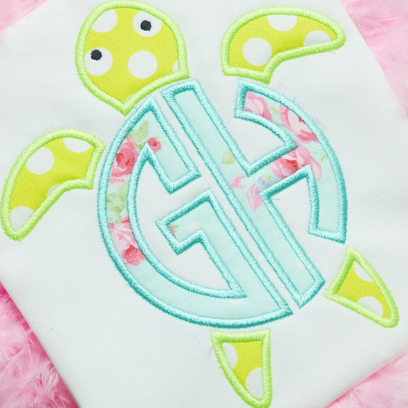 Sea Turtle Monogram Alpha Machine Embroidery Design