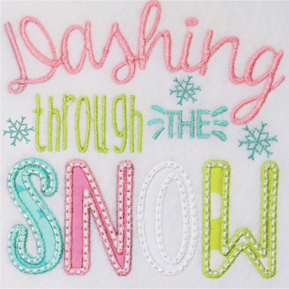Dashing Through the Snow Satin and Zigzag Applique Embroidery Design