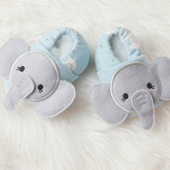 ITH Elephant Baby Shoes Machine Embroidery Design