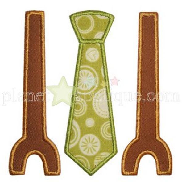 Tie and Suspenders Applique Machine Embroidery Design