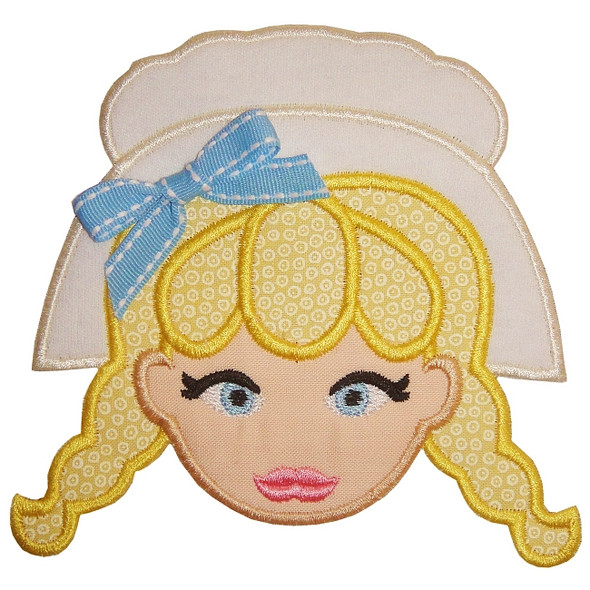 Pilgrim Girl Applique Machine Embroidery Design