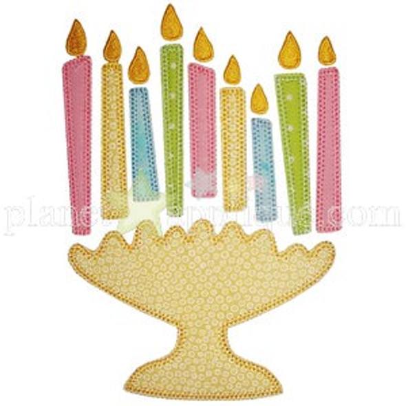 Menorah Applique Machine Embroidery Design