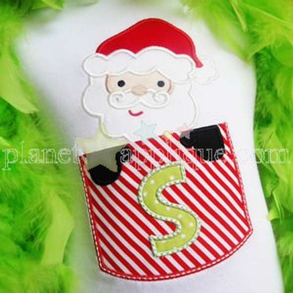 Santa Pocket Alphabet Machine Embroidery Design