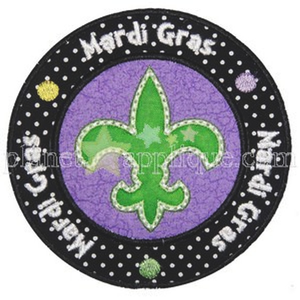 Mardi Gras Seal Applique Machine Embroidery Design
