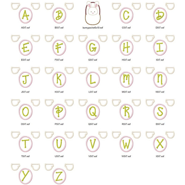 Easter Basket Pocket Alphabet Embroidery Font Design