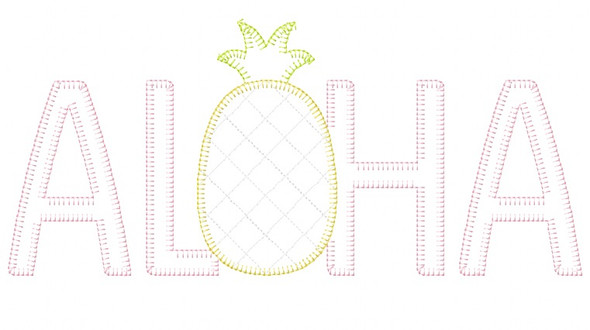 Aloha Pineapple Blanket and Vintage Stitch Applique  Embroidery Design