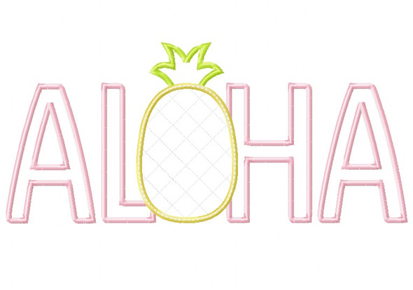 Aloha Pineapple Satin and Zig Zag Applique Machine Embroidery Design