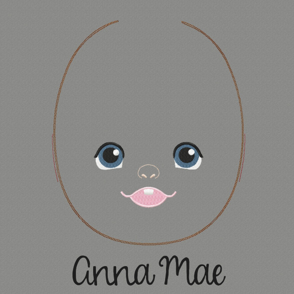 Anna Mae Doll Faces Addon Machine Embroidery Design