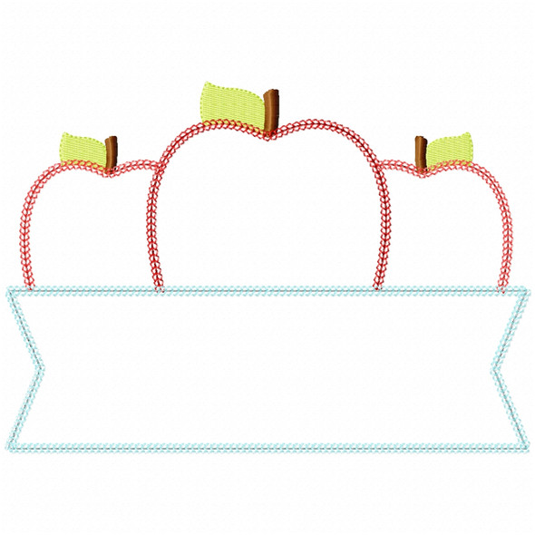 Apple Banner Vintage and Chain Applique Embroidery Design