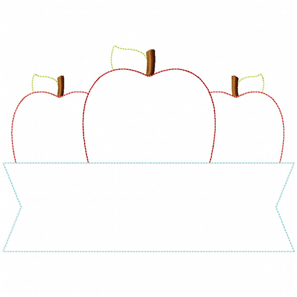 Apple Banner Stitch and Sketch Fill Applique Embroidery Design