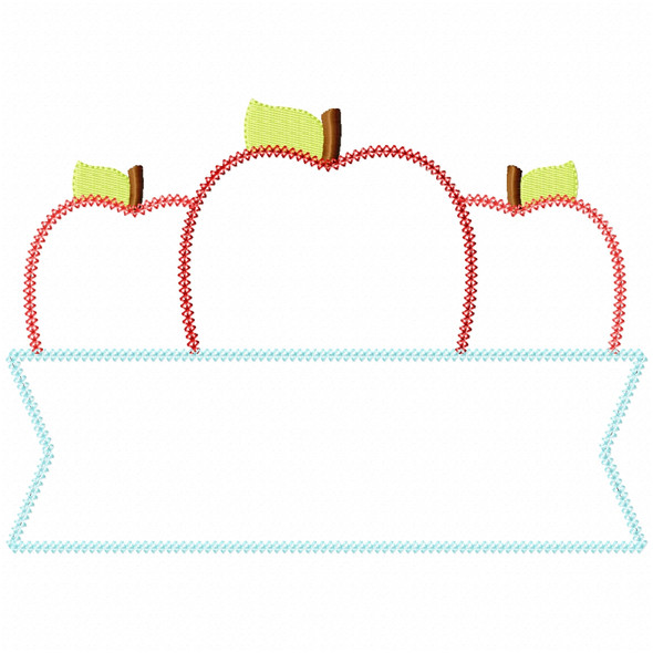 Apple Banner Vintage and Chain Applique Embroidery Design