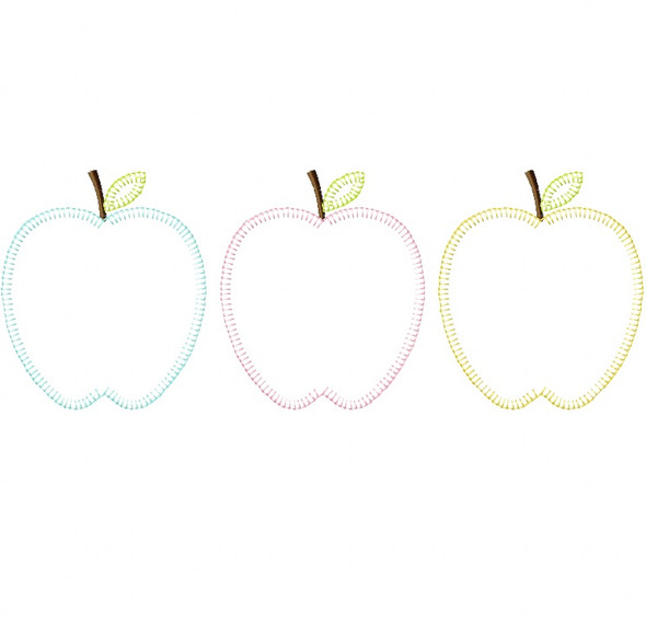 Apples Vintage and Blanket Stitch Applique Embroidery Design