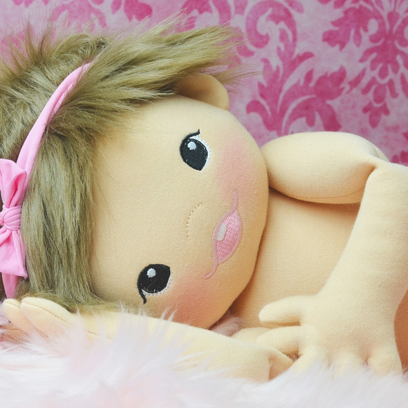 In the Hoop Posable April Baby Doll Plushie Machine Embroidery Design Birthday Gift