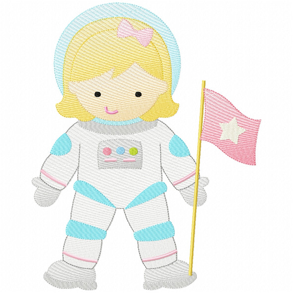 Astronaut Girl Sketch Design Machine Embroidery Design