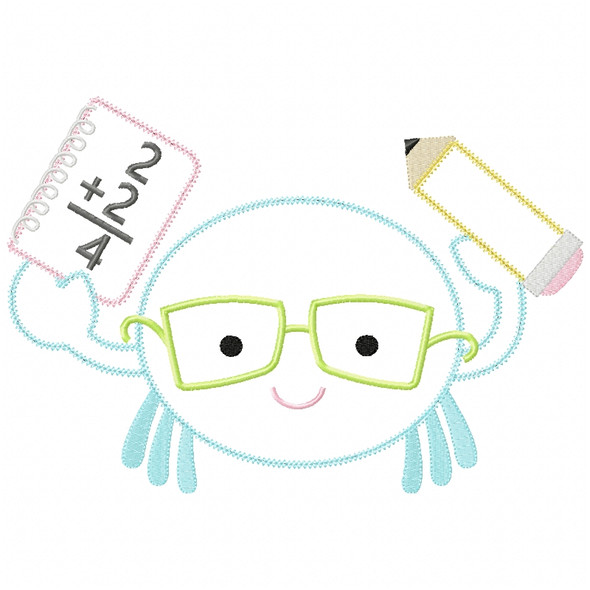 Back to School Crab Chain and Vintage Applique   Embroidery Design