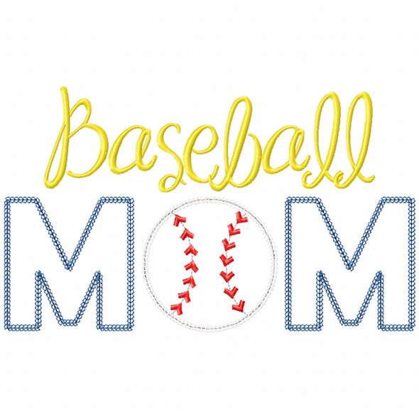 Baseball Mom Vintage and Chain Applique Embroidery Design
